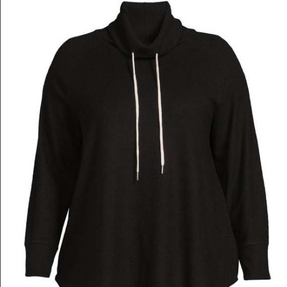 NWT: Terra & Sky Women’s OX/XL Plus-Size Black Longsleeve Funnel-Neck Raglan Top - Picture 5 of 8
